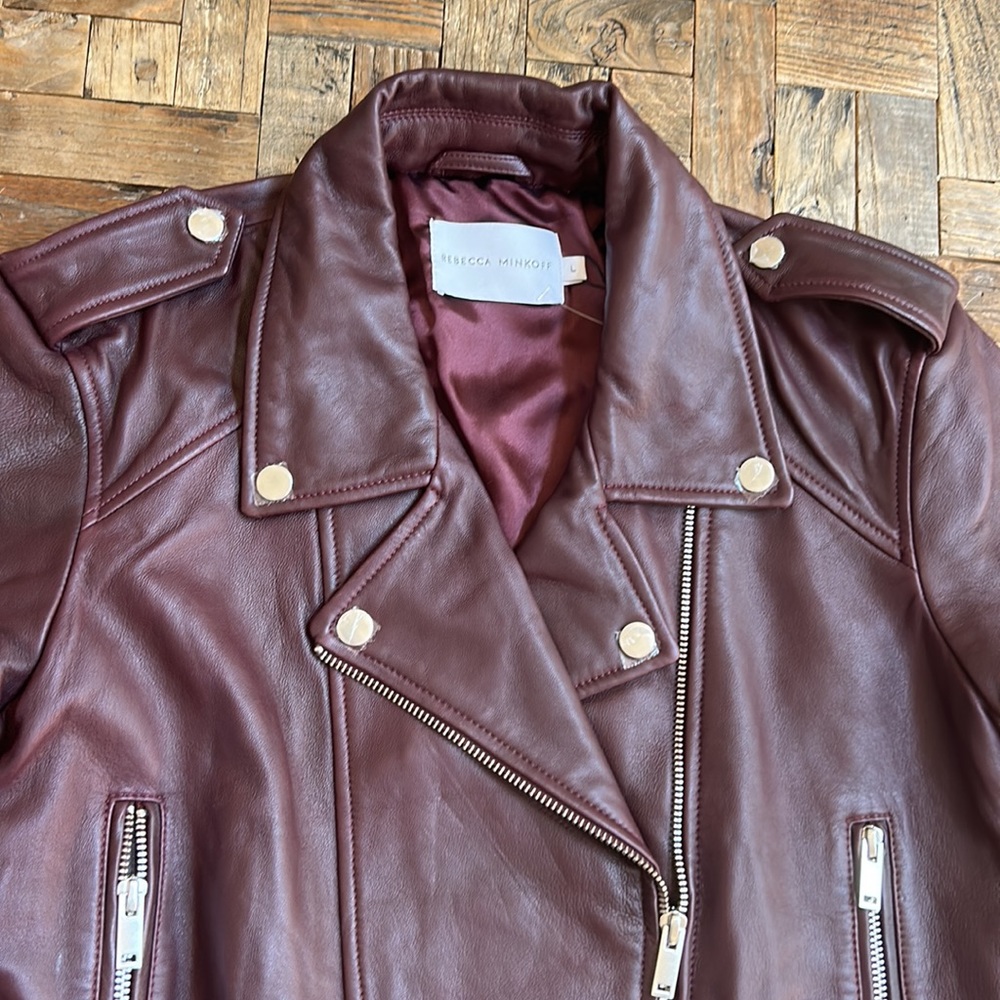 Rebecca Minkoff Burgundy Leather Moto Jacket - Picture 9 of 15